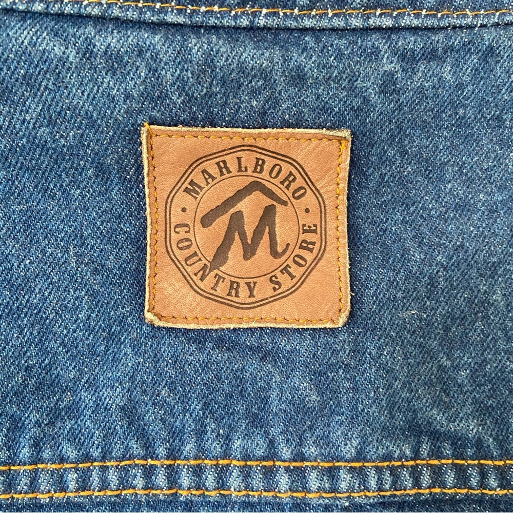 Vintage Marlboro Country Store Denim Jean Jacket Western Cowboy Rodeo Size XL - Picture 9 of 12